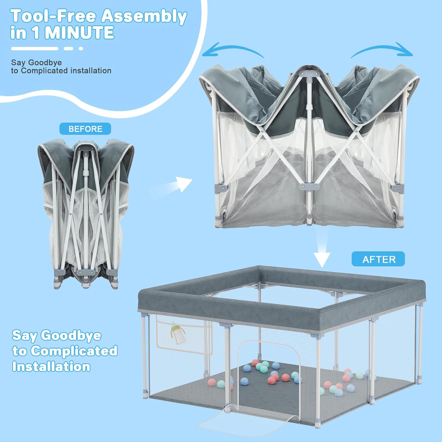 Acplaypen Innovative Foldable Baby Playpen: Redefine Safe Play and Travel Freedom for Your Little One